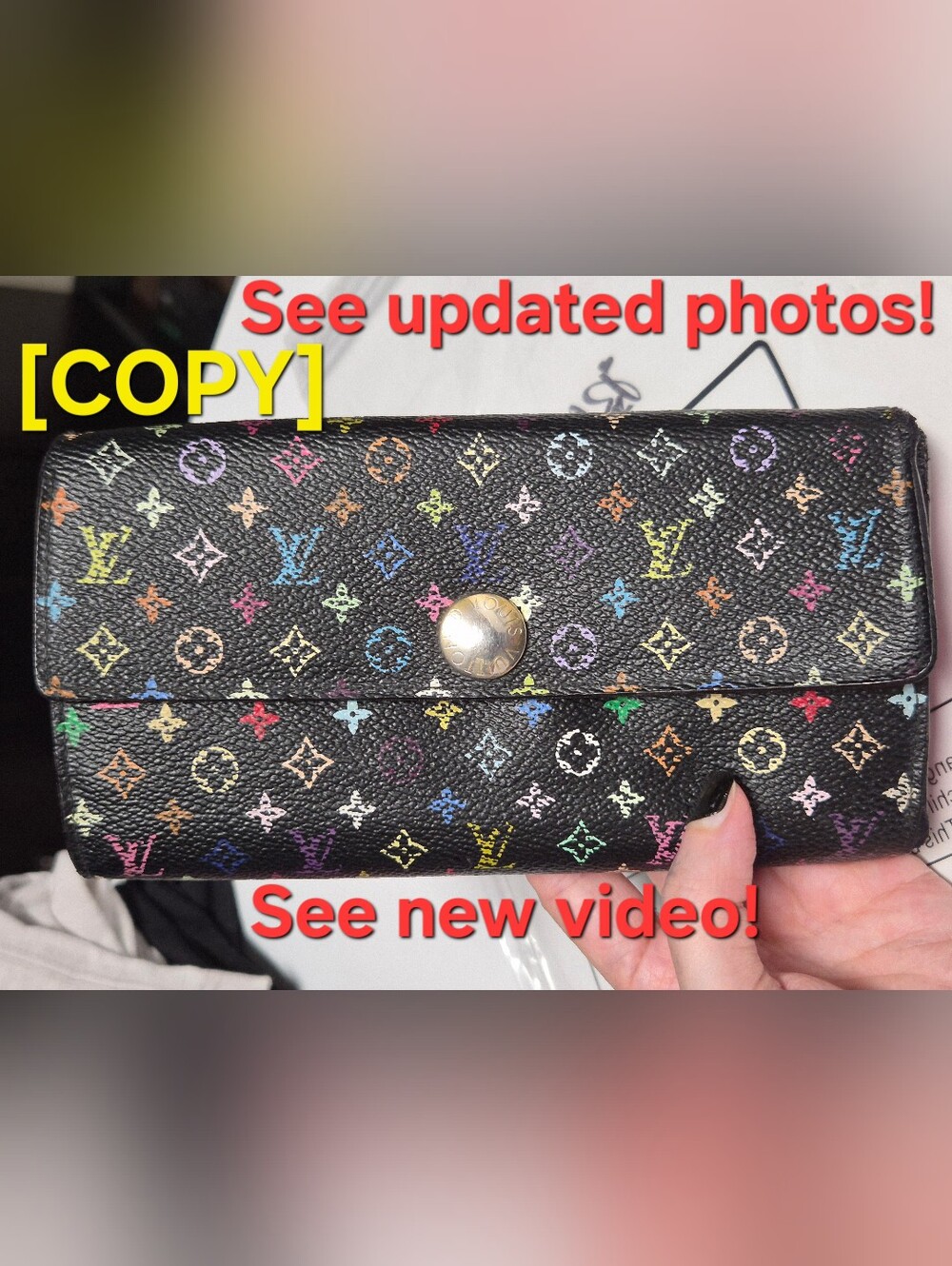 COPY: Video & pics added! Updated! Louis Vuitton Black Multicolor Monogram